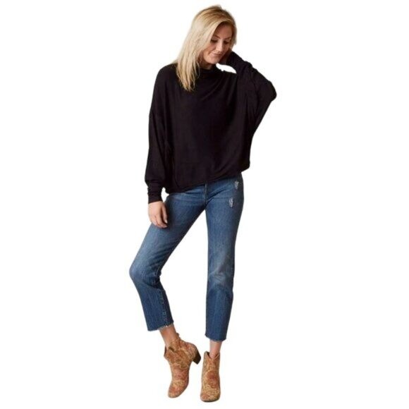 Free People Black Dolman Turtleneck Top - Picture 2 of 8